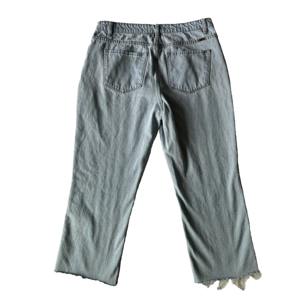 KanCan Jeans Womens 13/30‎ Blue Wide Leg Cropped Ultra High Rise Stretch Baggy